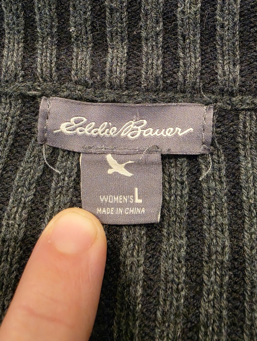 Eddie Bauer Women’s L Long Cable Knit Full Zip Cardigan Sweater Cotton Gray - Picture 6 of 14